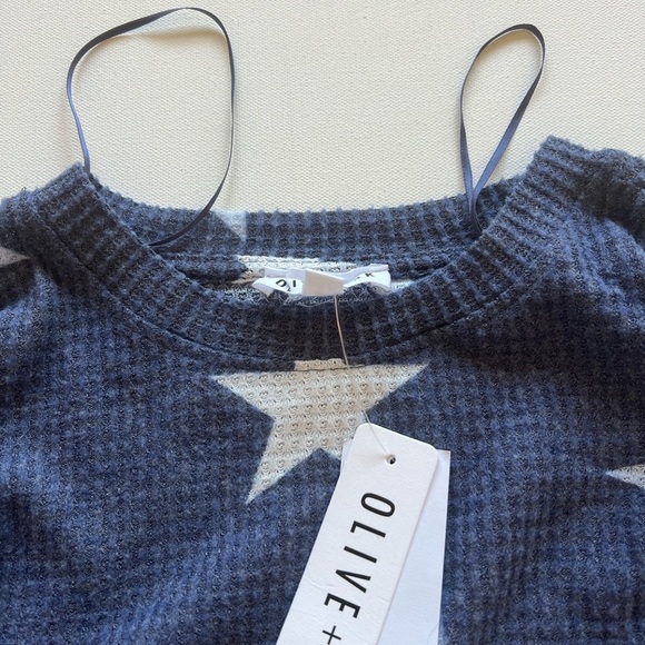 NWT Women's Olive & Oak Waffle Stars Long Sleeve Top MSRP $40 (A) - Picture 6 of 7
